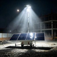 Tour d'éclairage solaire mobile robuste avec panneaux solaires de 1800W, batteries de 16KWh, lampes LED de 1200W pour l'éclairage minier