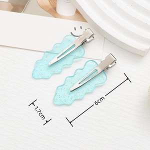 可愛い波状エッジ無地ベンドヘアクリップクラウドツリートレースレスヘアピンなし折り目カールクリップスキンケア用メイクアップスタイリングツール - Product Image 5