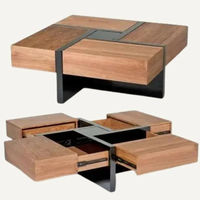 Table Basse Modulable et Extensible en Bois de Luxe Léger, Style Nordique, pour Salon de Villa, Personnalisable pour Café