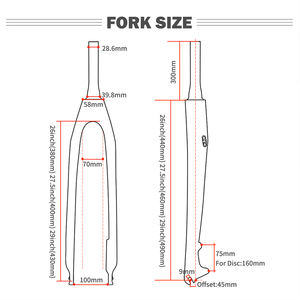 <span class=keywords><strong>Fourche</strong></span> <span class=keywords><strong>rigide</strong></span> TOSEEK en fibre de carbone pour VTT, frein à disque, 29 pouces, montage de tige 28,6 mm, <span class=keywords><strong>fourche</strong></span> avant conique, pièces de vélo - Product Image 4