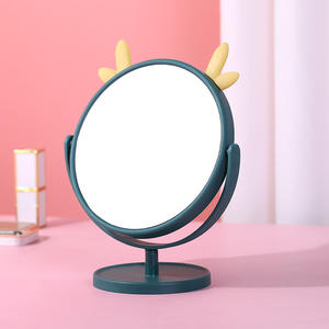 Portable Personalized Cute Small <b>Plastic</b> Desktop Storage Elegant Makeup Cosmetic <b>Mirror</b> for Student - Product Image 1