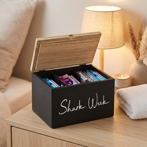 Accessoires de salle de bain, petite boîte de rangement rectangulaire flexible en bois pour produits féminins, organisateur et support de tampons - Product Image 1