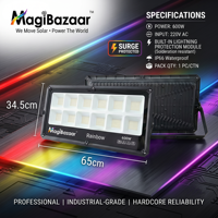 Projecteur LED mural en aluminium 600W AC IP65 étanche, haute luminosité, blanc chaud, télécommande, pour stades, jardins et aménagements paysagers