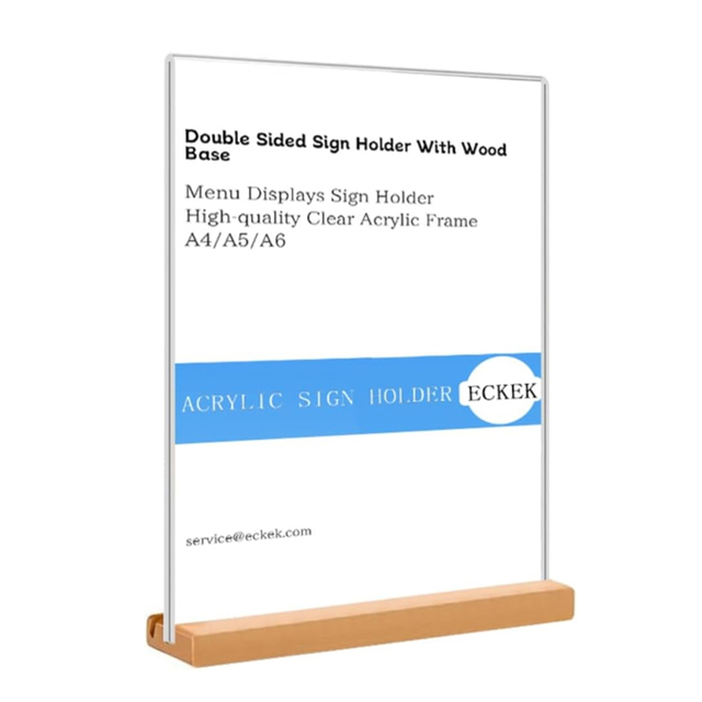 Custom Transparent Acrylic Sign Holder Detachable for Restaurant Table Menu Price List  Qr Code Advertising Desk Display Stand