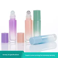 Flacon cylindrique en verre à bille, gravé à l'acide, dégradé de couleurs, diffuseur à roseaux, revêtement UV, 10 ml, pour huiles essentielles et parfums