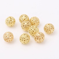 Perles en filigrane en laiton ou en fer en gros, de différentes tailles, perles en filigrane Jali en couleur or