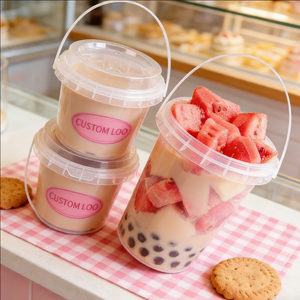 Gobelets en plastique à paroi simple pour thé au lait, 90 mm, 1000 ml (32 oz), avec couvercles, pour fêtes et Boba - Product Image 4