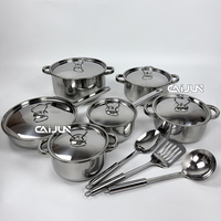 Offre Spéciale de batterie de cuisine en acier inoxydable au design classique de 15 pièces comprenant des couvercles d'outils de casseroles de cuisine