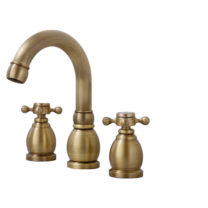 Robinet de lavabo moderne à 3 trous en laiton, mitigeur de salle de bain à double poignée, eau froide et chaude, robinet large avec valve en céramique pour chambre à coucher - Product Image 1