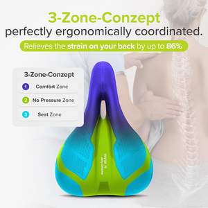 Sillín de <span class=keywords><strong>bicicleta</strong></span> ergonómico cómodo e impermeable con función de ventilación 3 Zone Concept para hombres y mujeres - Product Image 4