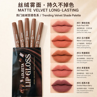 Cosmétiques en gros transfrontaliers, origine Zhejiang, ensemble de cinq gloss à lèvres thème chocolat, rouge à lèvres mat anti-transfert, collection basique