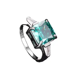 New Wedding 925 Sterling Silver Jade Gem Ring 4A Transparent Cubic Zircon Women's Ring Fashion