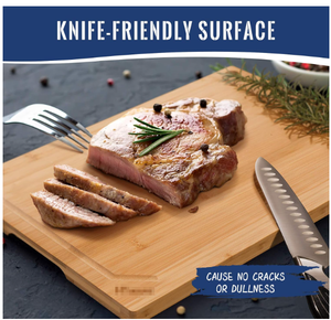 Jeu de 4 planches à découper en bambou extra larges pour la cuisine Planche à découper robuste avec rainure à jus Planche à découper en bambou - Product Image 5