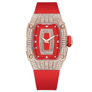 Reloj PAGANI DESIGN para Mujer, Modelo Tonneau de 31.5mm con Esfera de Diamantes, Correa Roja, Analógico de Cuarzo PD-YS013 - Product Image 1