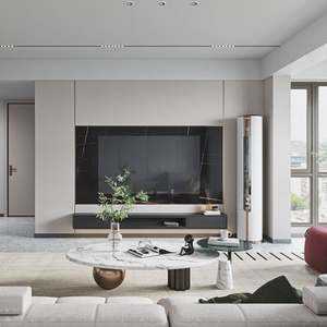 Meuble TV moderne pour salon, ensemble complet, avec portes vitrées, design tendance - Product Image 1