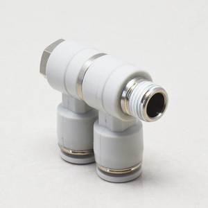 Raccord pneumatique rotatif à trois voies, coude mâle universel <span class=keywords><strong>double</strong></span>, série PHW, <span class=keywords><strong>type</strong></span> F plaqué, 4 6 8 10 12 mm - Product Image 3