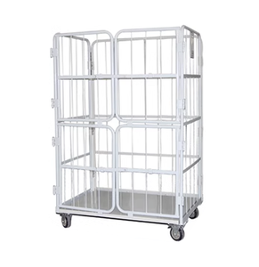 मौन-मूक 500 किलोग्राम 4-पहिया तार जाल स्टील गोदाम तह रसद कार्ट बहुकार्य भंडारण रोल पिंजरे ट्रॉली RC11817-DM - Product Image 2