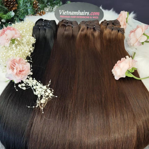 Extensions de cheveux humains vierges vietnamiens de luxe, tissage Genius, double épaisseur, soyeux et lisses, vente en gros - Product Image 1