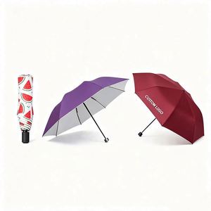 Pongee Fabric Business 3-Fold Design Durable Reliable Custom Printed Custom Printed Stylish Premium Heavy-Duty <b>Folding</b> Umbrella - Product Image 1