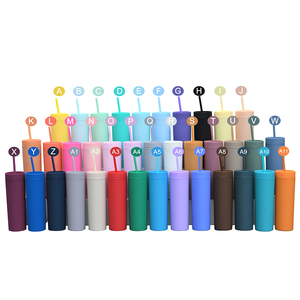 Gobelet Isotherme Mince de 470 ml, Double Paroi en Acrylique Mat, Vente en Gros, avec Paille et Couvercle, Tasse Écologique - Product Image 1