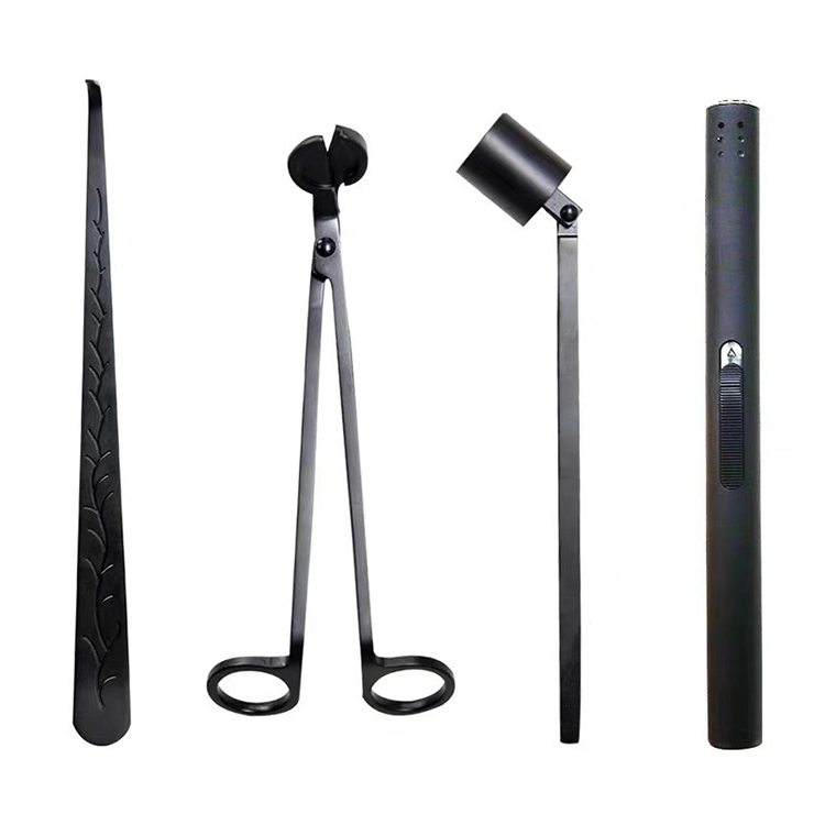 Custom Logo Stainless Steel Matte Black Rose Gold Snuffer Dipper Candle Care Kit Wick Trimmer Set