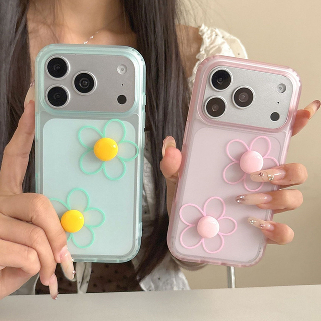 Cute 3D Bead Line Flower Phone Case for iPhone 17 Pro Max 16 15Pro Clear Soft TPU Sweet Girl Aesthetic Floral Protective Cover