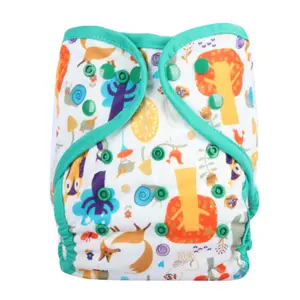 Hot sale waterproof PUL fabric digital printed AIO cloth baby diaper 2 layers of insert sewed order online China factory