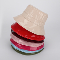 Chapeau Bob Imperméable Chic en Similicuir Brillant pour Femme avec Large Bord Uni, Style Hip-Hop, pour la Pêche - Vente en Gros