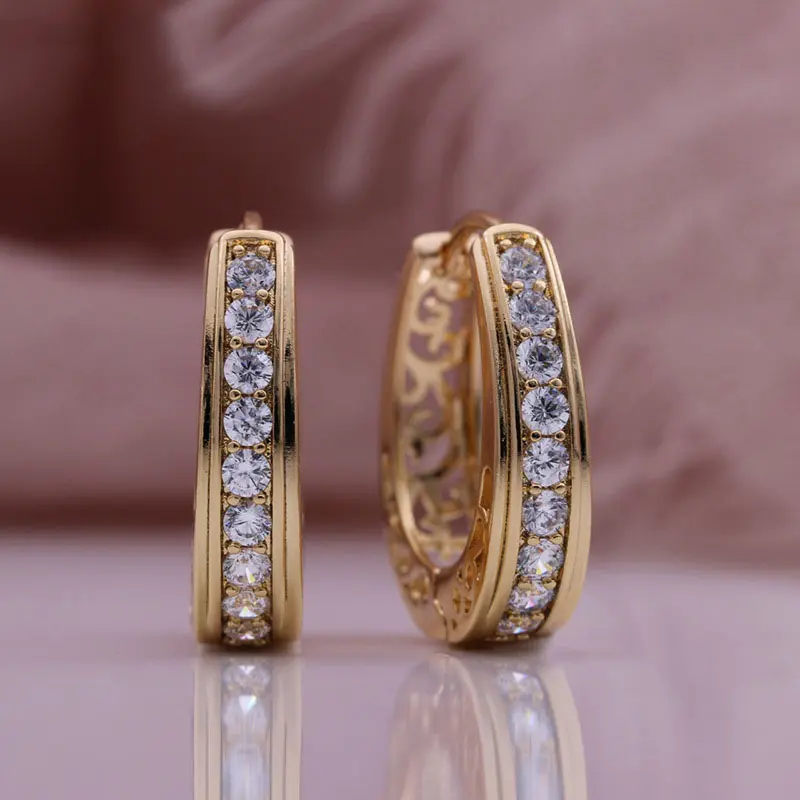 2023 gioielli da sposa da sposa in oro rosa moda donna orecchini a forma di U con zirconi