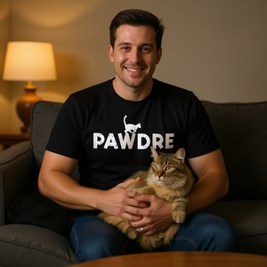 Pawdre Camiseta para hombre Cat Daddy, regalo para el día del padre, manga corta negra - Product Image 3