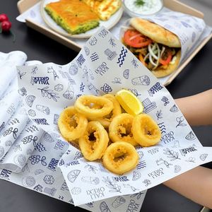 กระดาษห่ออาหารแบบกำหนดเองสำหรับขายส่ง กระดาษห่อเบอร์เกอร์ เกรดปลอดภัยสำหรับอาหาร ป้องกันไขมัน กระดาษห่อแซนวิชสำหรับร้านอาหาร - Product Image 4