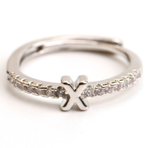 Anillos Ajustables con Iniciales del Alfabeto Inglés de la A a la Z, con Incrustaciones de Diamantes y Circonitas para Mujer - Product Image 6