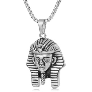Collar yunnique con colgante de esfinge del faraón egipcio para hombre, cadena de acero de 60cm, joyería de moda de Color acero - Product Image 1