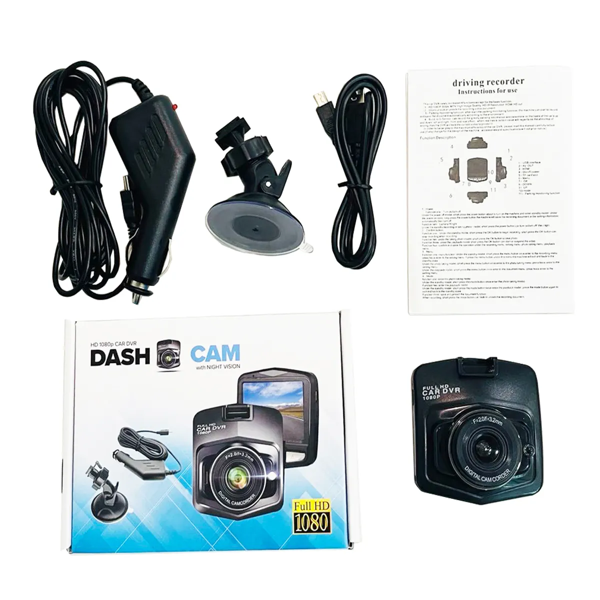 Gt300 Dash Cam Đầy Đủ HD 1080P 120 Độ Xe Hộp Đen Lái Xe Máy Ghi Âm Xe DVR Tầm Nhìn Ban Đêm Mini Máy Quay Phim Máy Ảnh