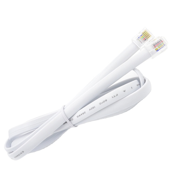 Indoor RJ12 to RJ12 Plug Flat Copper Telephone Cord Cable 6P6C
