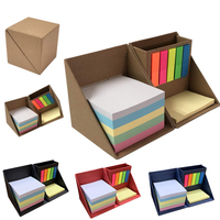 Organizador de Escritorio Personalizado SL, Ecológico, de Papel Kraft, con Soporte para Notas Adhesivas y Portalápices, con Notas Adhesivas de Colores