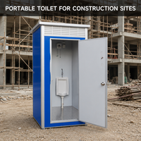 Toilettes portables compactes avec ventilateur d'extraction et sol antidérapant en plaque diamantée pour usage industriel