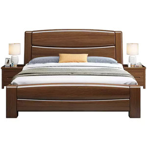 Chinese Style Solid Wood Double Bed 1.8m Walnut Storage Master Bedroom Bed With Simple Storage 1.5m Single Bed Economy Type - Product Image 5