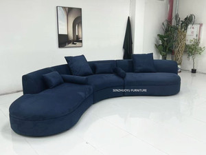 مجموعة أرائك زاوية حديثة على شكل قوس أريكة جلدية/قماشية لغرفة المعيشة المنزل الفندق فيلا أثاث الطابق السفلي - Product Image 6