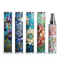 Nouveau flacon pulvérisateur de parfum rond en verre de 10 ml avec motif givré, estampage doré et impression sérigraphiée, diffuseur de roseaux portable