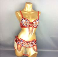 Nouvelle conception de costume de danse du ventre pour femmes, soutien-gorge + ceinture, 2 pièces/ensemble, costume de carnaval, tenue de danse du ventre sexy, vêtements de danse Bollywood