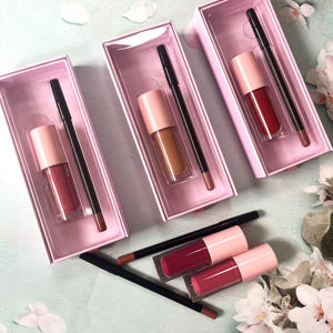 Toptan dudak gömlekleri Lipgloss kozmetik 2 in 1 kiti uzun ömürlü Vegan mat Glitter özel etiket Lipliner ruj seti - Product Image 5