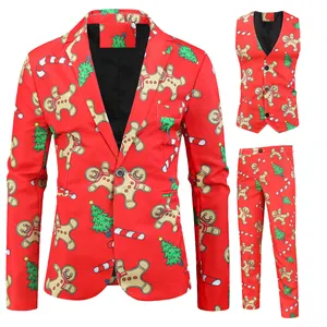 工厂直销高品质红色便宜行政圣诞休闲套装