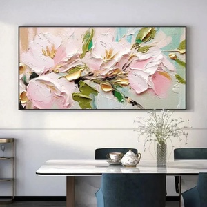 Peinture florale abstraite pastel, peinture à l'huile texturée, style nature morte, arts décoratifs pour la décoration intérieure et les hôtels, art mural - Product Image 4