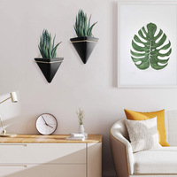 Pots de fleurs en céramique pour décoration murale, dispositif géométrique, Vase sur support métallique, jardinière suspendue