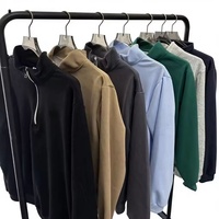 Hoodie Kasual Katun Musim Gugur dan Musim Dingin, Kerah Tegak Longgar, Lengan Panjang, Slim Fit, Jaket Pria dan Wanita