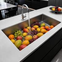 Évier de cuisine coréen en acier inoxydable 304 fait main, très vendu, 830*450*228mm, design à bords fraisés, grand bac unique, nano