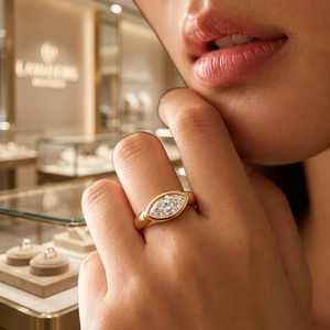 Anillo de Compromiso AMBER JEWELS T-4285 con Diamante de Corte Ovalado, Oro Sólido de 18K, Engaste de Puntas, Certificado IGI, Joyería Fina Unisex - Product Image 3
