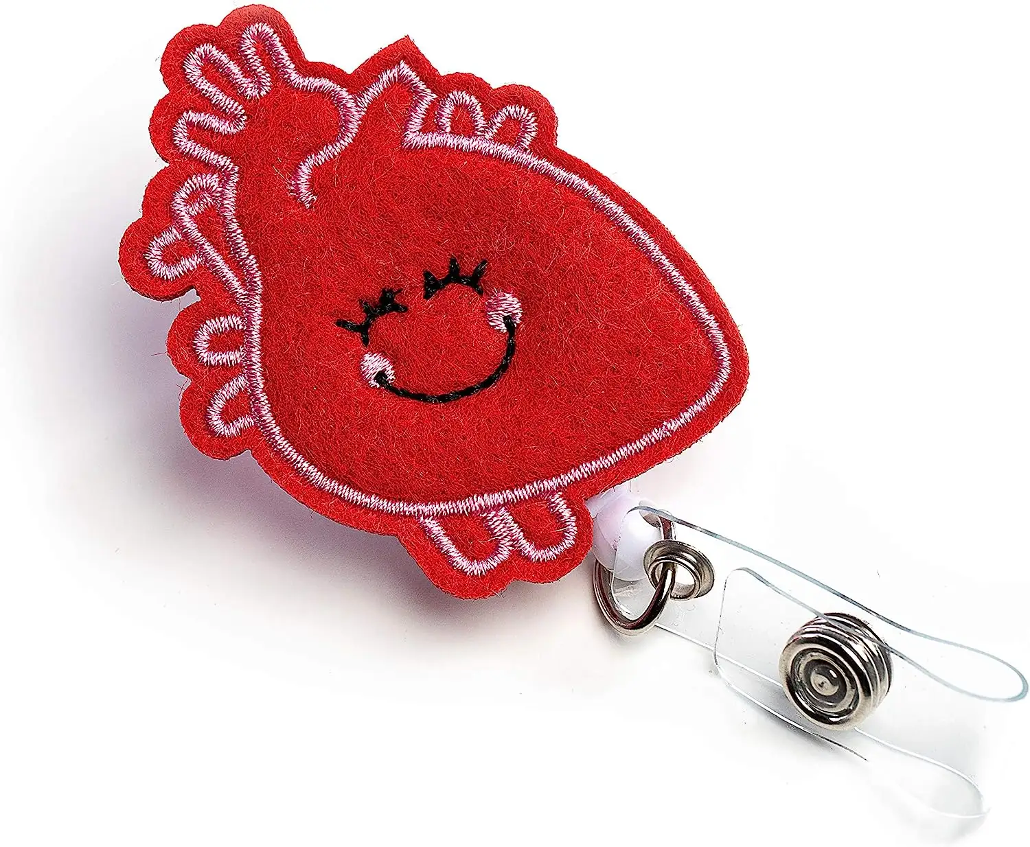 Heart Badge Reel Holder Felt Badge Reel for Nurses Cute and Practical ID Badge Holder Alligator Clip
