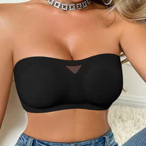 Respirant sans trace haut petit soutien-gorge S M L XL froncé soutien-gorge sans bretelles sans couture pour femmes avec bretelles détachables transparentes - Product Image 3